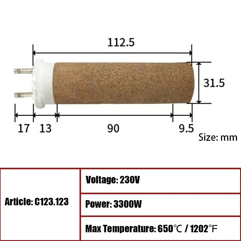 Ceramic Heating Core 123.213 230V 3300W Heating Element for Hot Air Heater