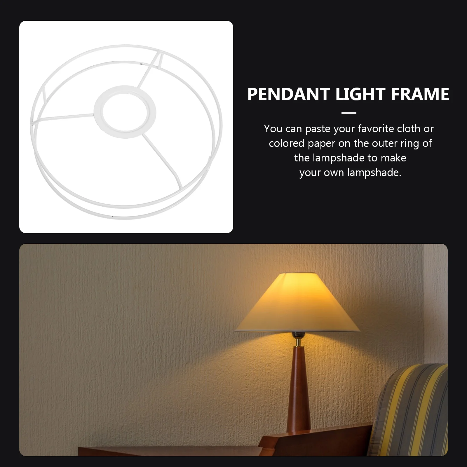 Premium Lampshade Frames Wire Lamp Cover Metal Ring Support Light Holder for DIY Desk and Ceiling Lamps