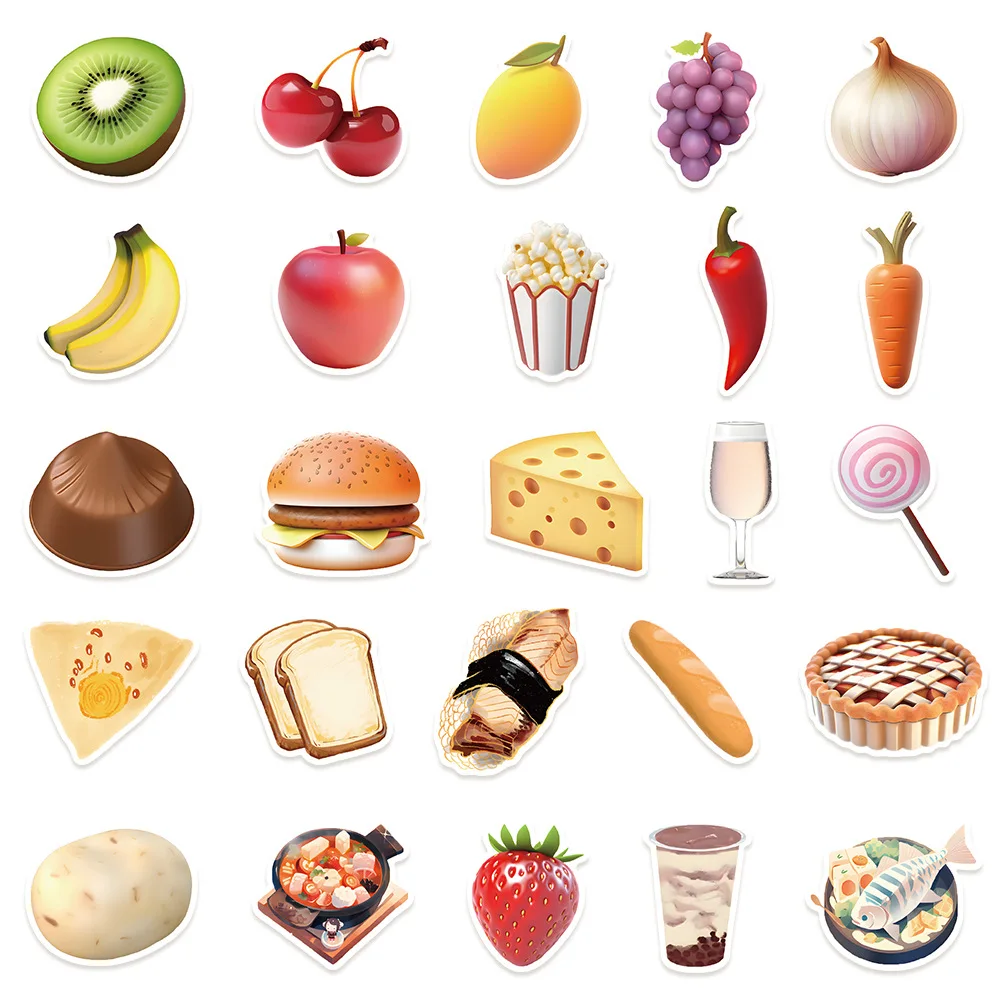 50pcs Cute Cartoon Fruit Stickers for Breaks Laptop Luggage Handbooks Refrigerator Decoration Stickers