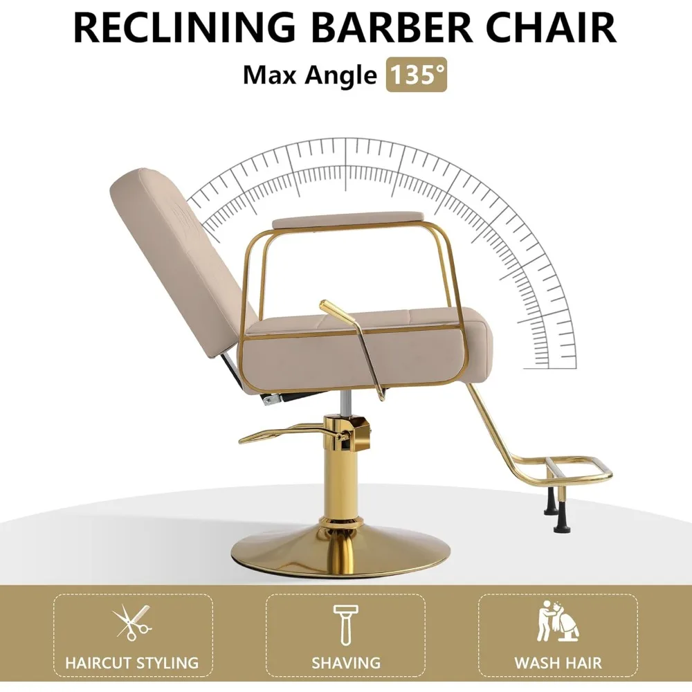 Barber Chair,Salon Chair for Hair Stylist, Reclining Salon Chair with Hydraulic Pump,360 Degree Swivel Hair Stylist Chair