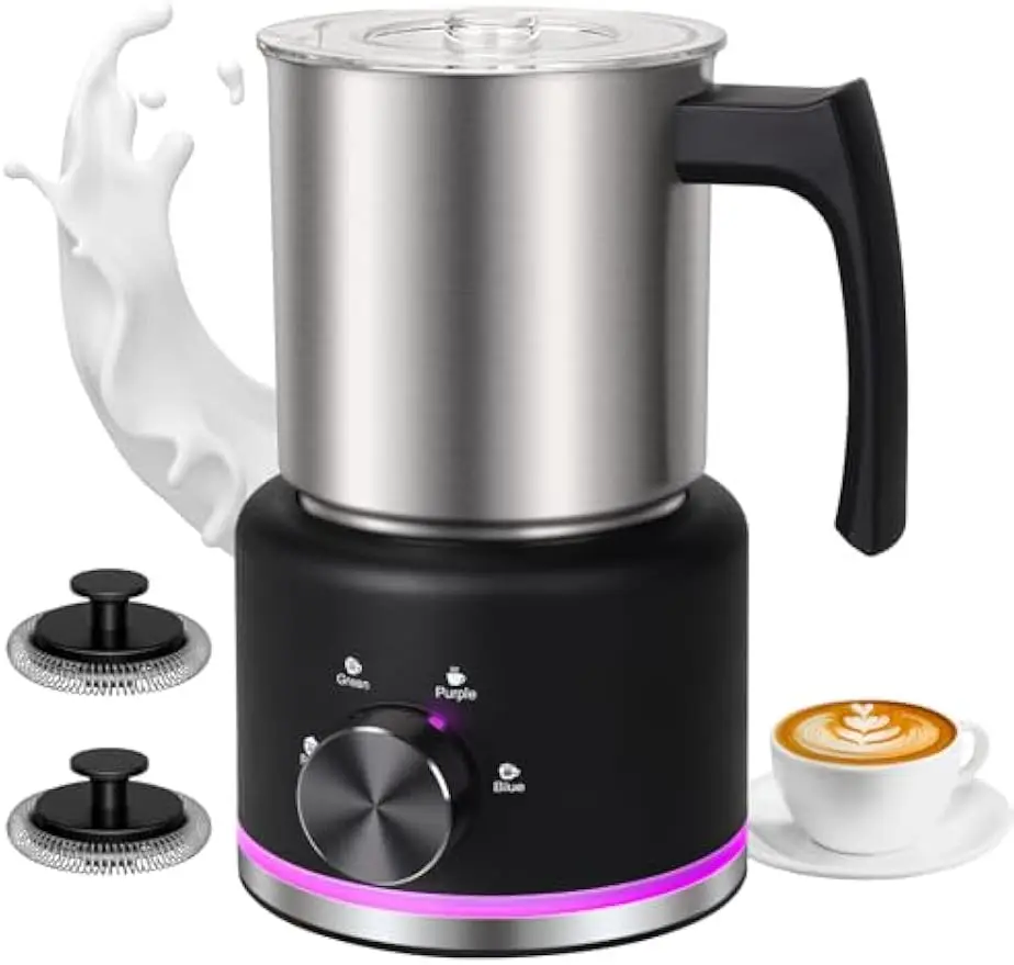 

Электрический пароварка для вспенивания молока 4-в-1, емкость 16,9 унций для горячей и холодной пены, можно мыть в посудомоечной машине, тихая работа