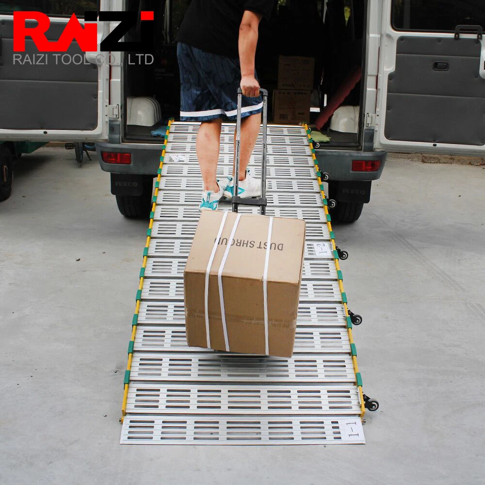 Raizi 1 set Portable Foldable Aluminum Ramps Custom Size Anti-slip Adjustable Loading Mobile Home Supermarket Rolling Ramps