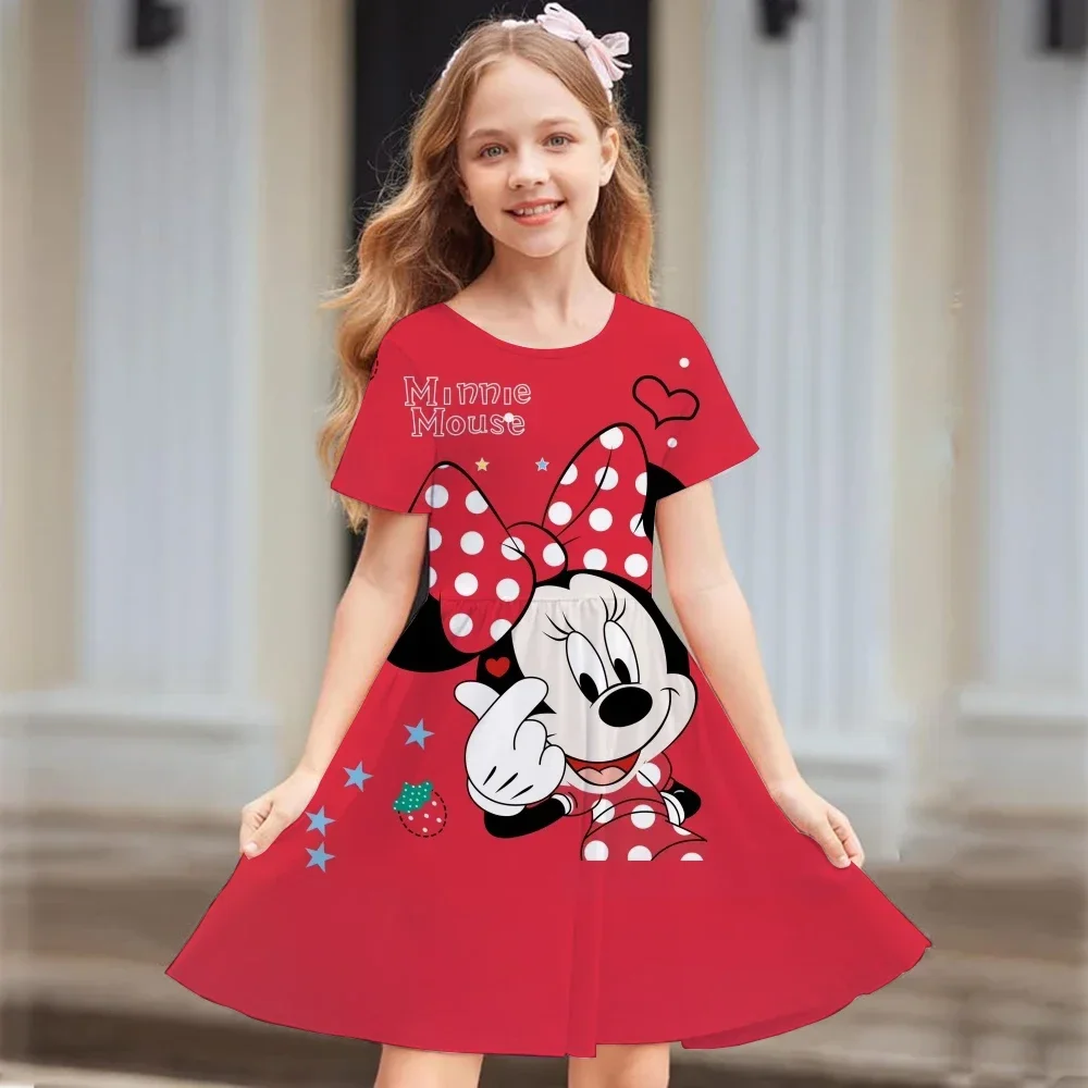 

Disney Summer Girls Cute Cartoon Mickey Mouse Dress Fashion Trend Dress Kids Daily Casual Stylish Short Sleeve Clothing Outfit
