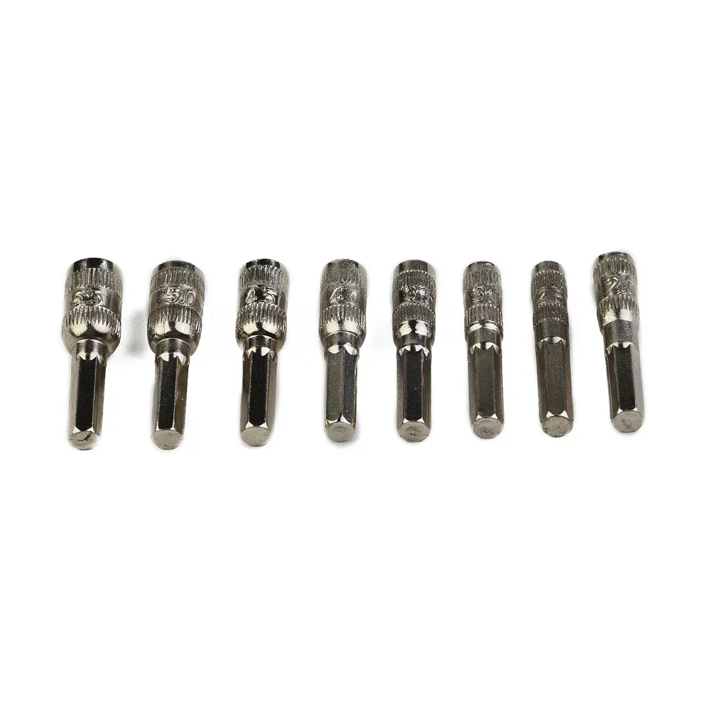 Hand Tools Home Socket Hex Socket Driver Tool 8pcs/Set Hex Shank PH2.0/M2.5-5.5mm Silver Tone For Car Repairing