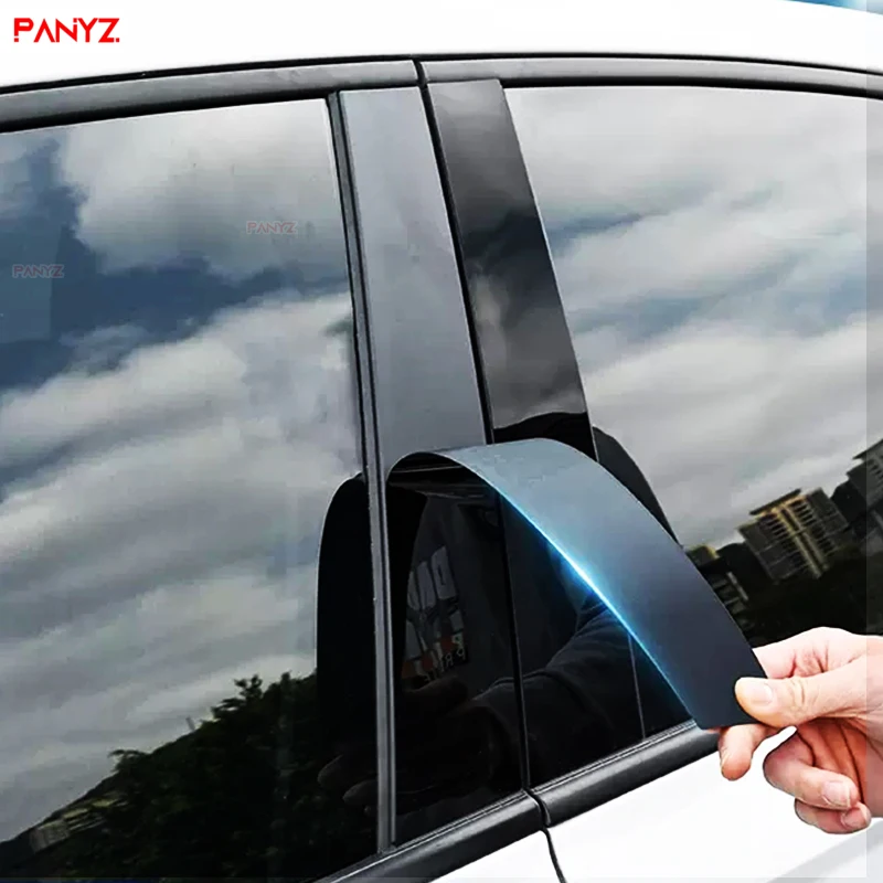 6 Pcs Car Glossy Piano Black Window Pillar Posts Door Trims Cover Sticker for VW Jetta 2019 2020 2021 Auto Exterior Accessories