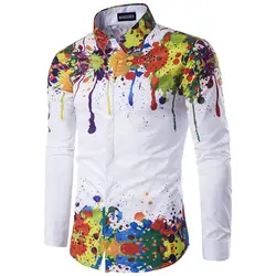 Hawaiian Men's Tops Fashion3D Irregular Graffiti Color Tops Iron-free Design Button Lapel Casual Spring And Summer Seasons Shirt