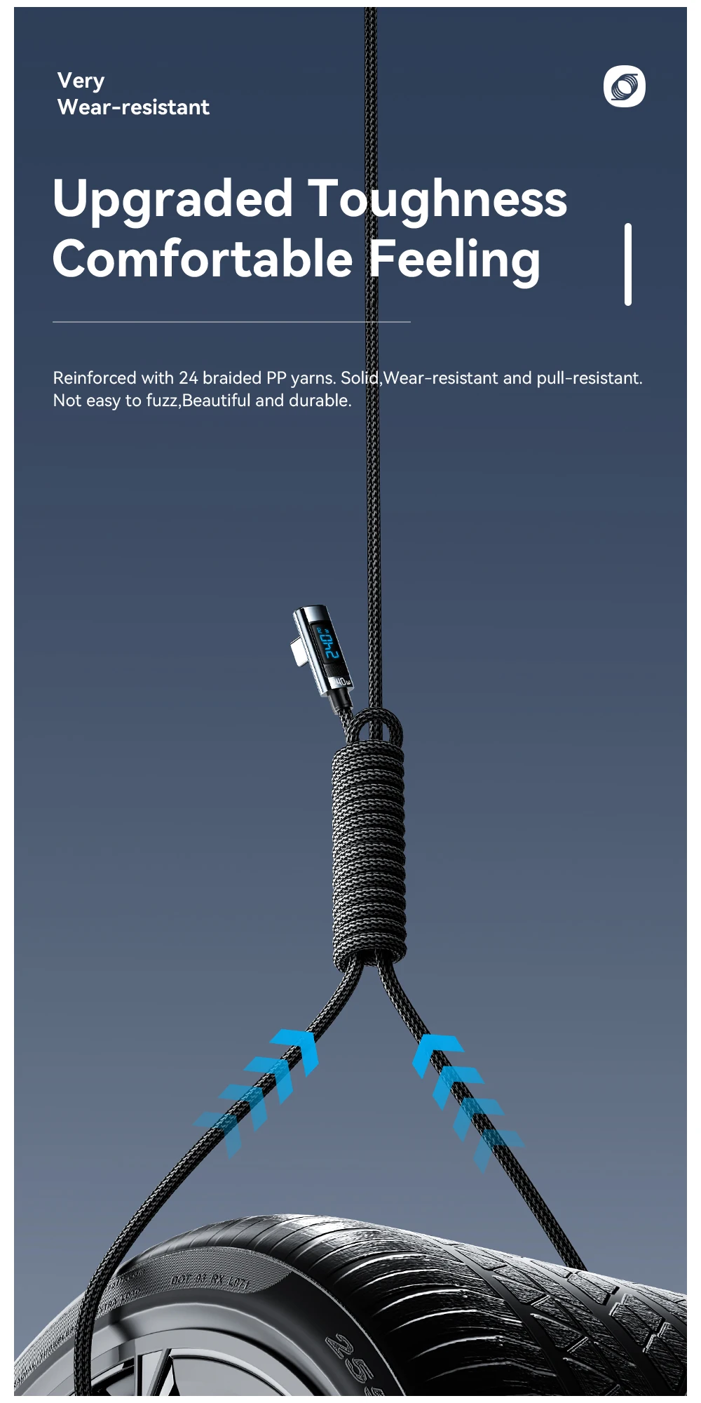 Essager 240W Typ-C-zu-Typ-C-Kabel 90-Grad-Winkel 5A Schnellladekabel Typ-C Digitalanzeigekabel für iPhone MacBook Pro Xiaomi – Detail 9