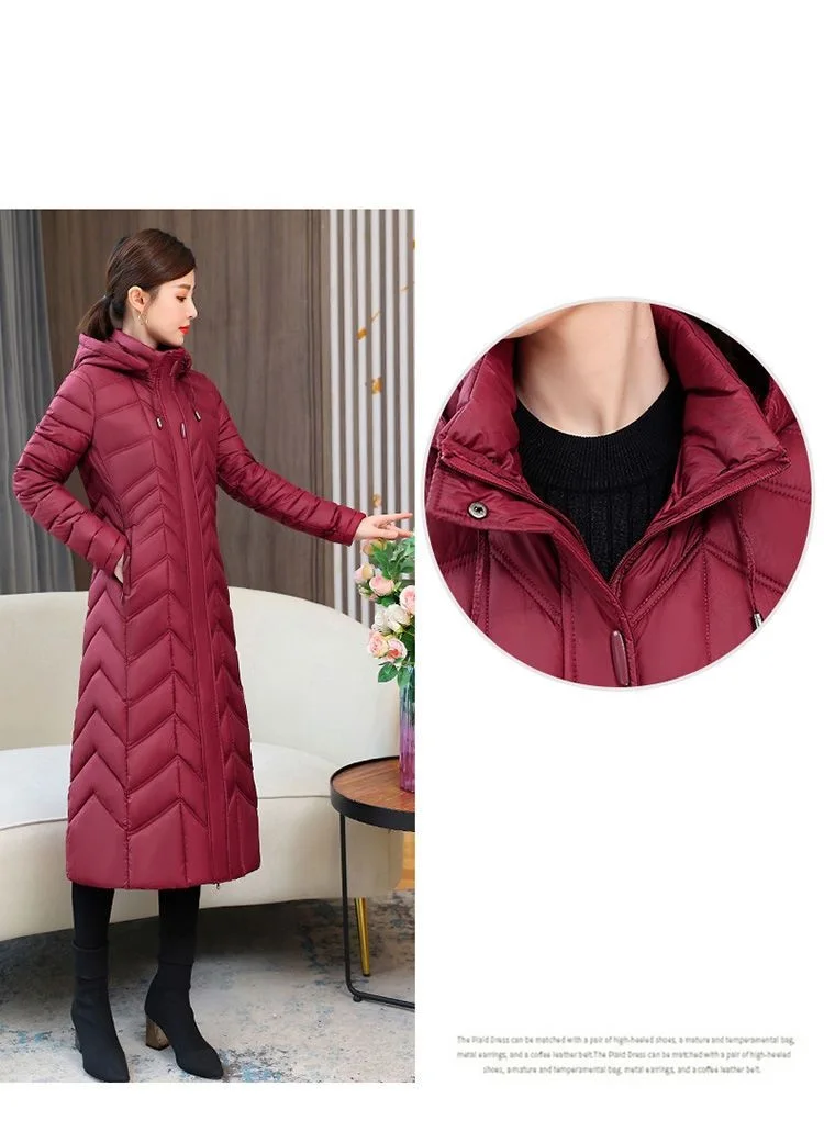 2026 NEW Winter Hooded Down Jacket 5XL Women's Warm Parka Fashion Down Cotton Women Long Coat Slim Temperament Female Overcoat