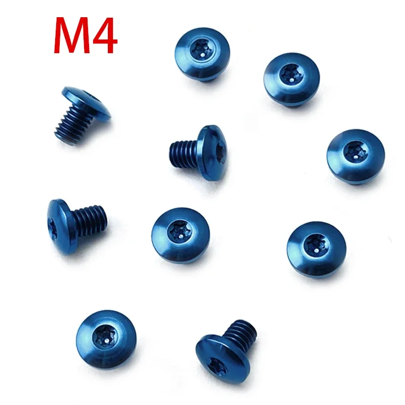 4pieces Blue Titanium Alloy Half Round Head Quincunx Screw M4 Folding Knife Handle Screw DIY Spindle Titanium Alloy Knife Screw