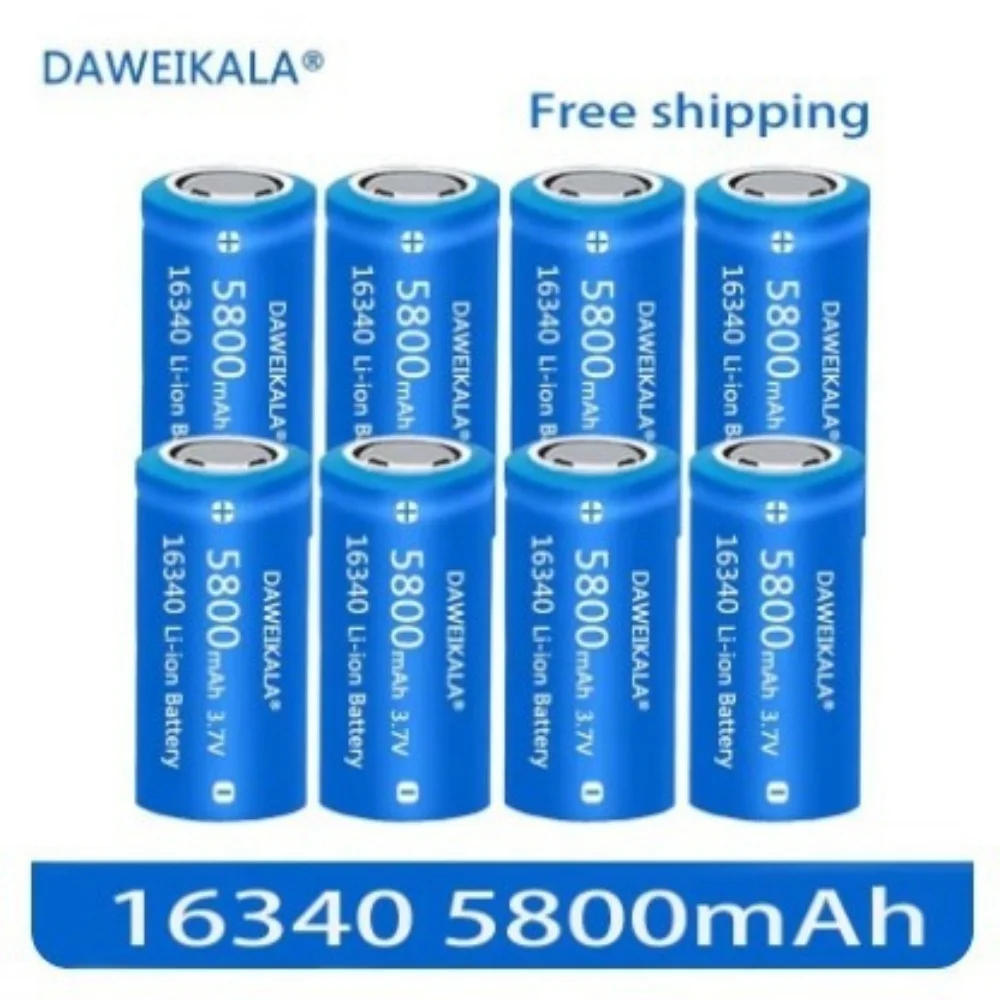 5800mAh Rechargeable 3.7V Li-ion 16340 Batteries CR123A Battery for LED Flashlight Wall Charger, Travel for 16340 CR123A Battery