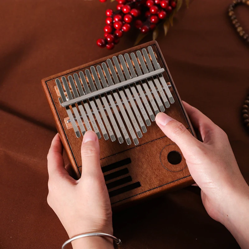 Creative Mahogany Kalimba with Accessories, Portable Mini Finger Piano, Beginner Calimba, Music Instrument for Children, 17 Keys