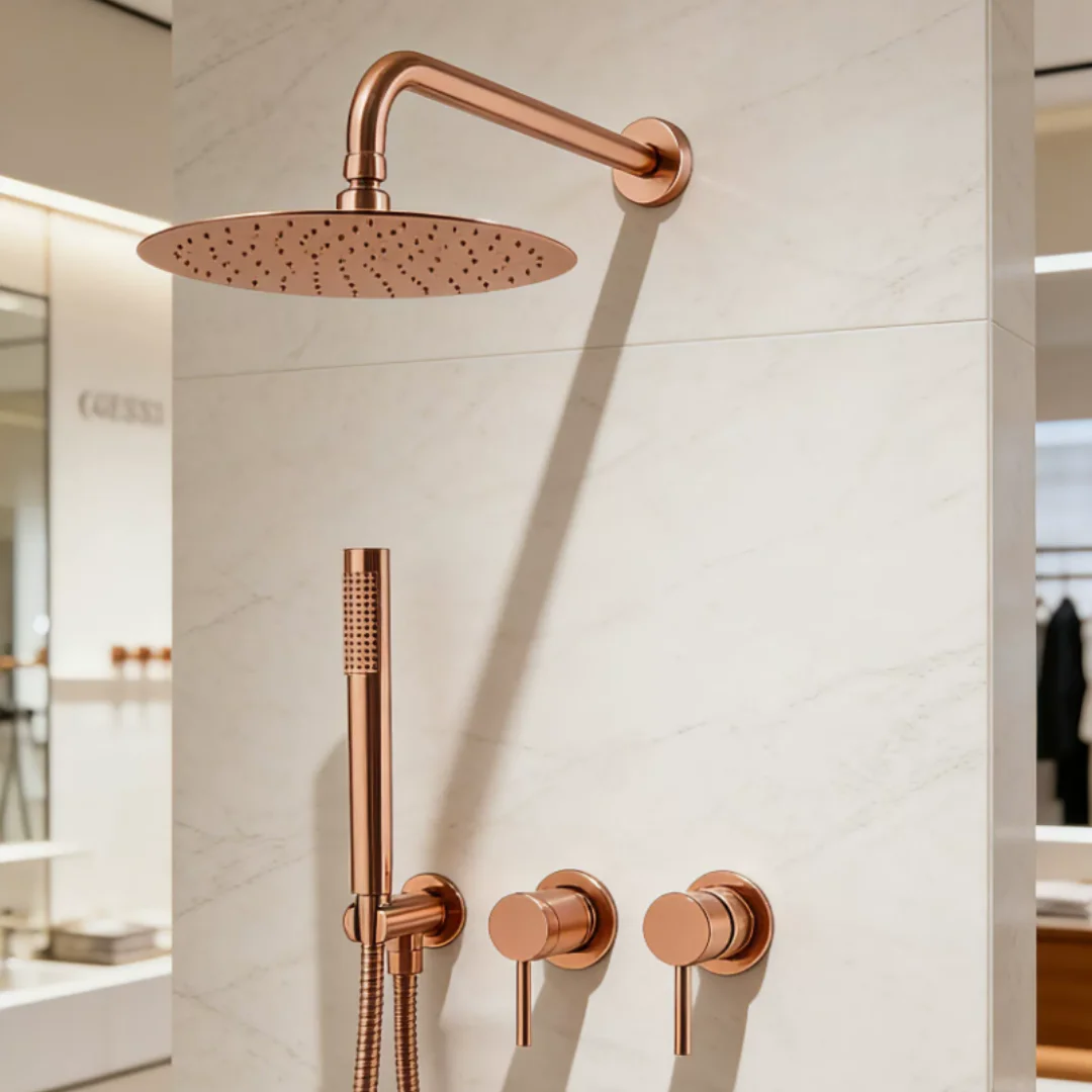 Rose Gold Bathroom Shower Faucet Brushed Gold Bathroom Rainfall Shower Faucet Black Brass Rain Hand-Held Head Bathroom Se