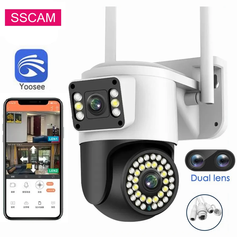 

4MP Dual Lens Wifi Outdoor Camera Dual Screen AI Human Auto Tracking 4MP Security CCTV Video Surveillance Camera Yoosee