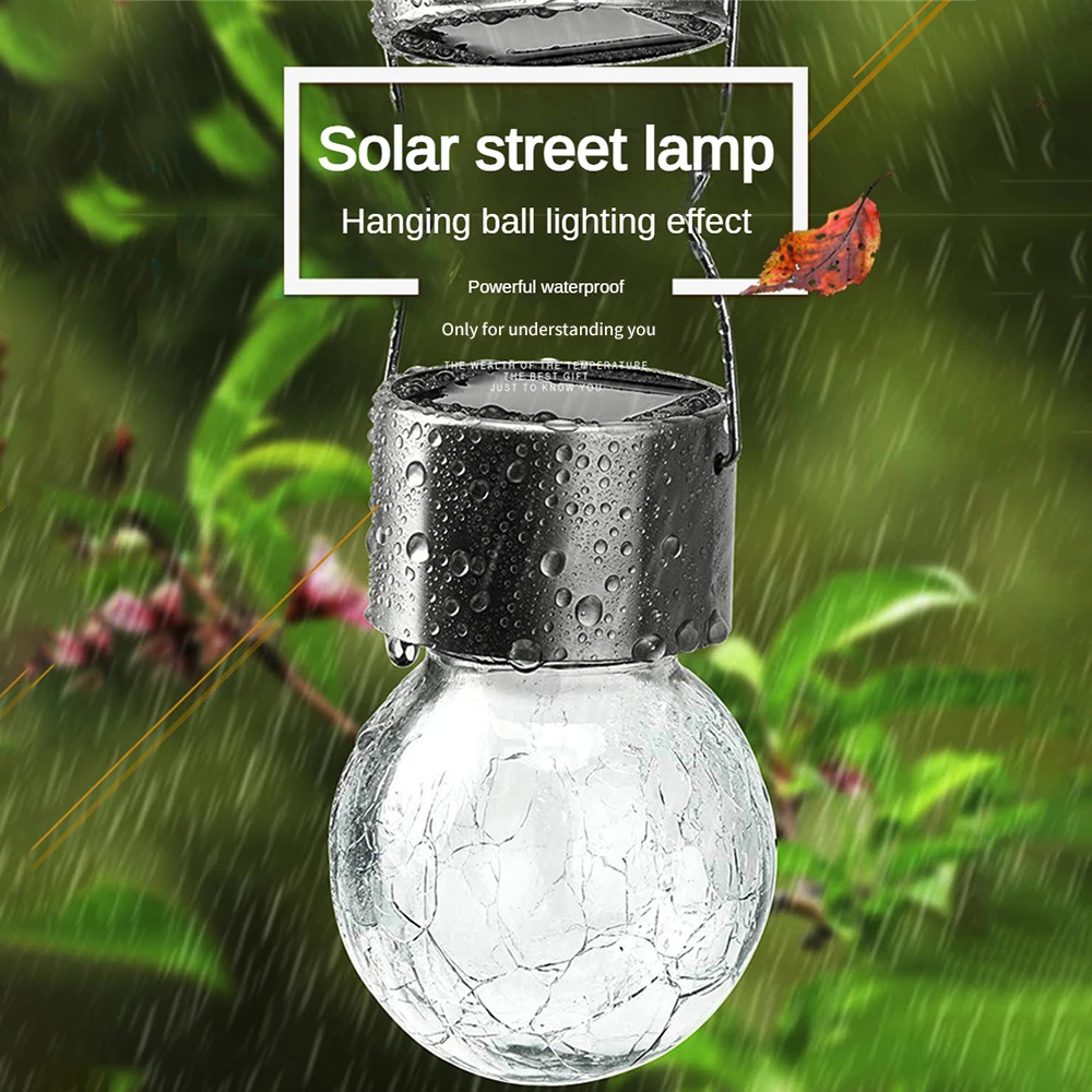 

Solar Outdoor Lights Hanging Waterproof Lantern Cracked Glass Ball Lights Garden Outdoor Yard Tree Umbrella Holiday Decoration