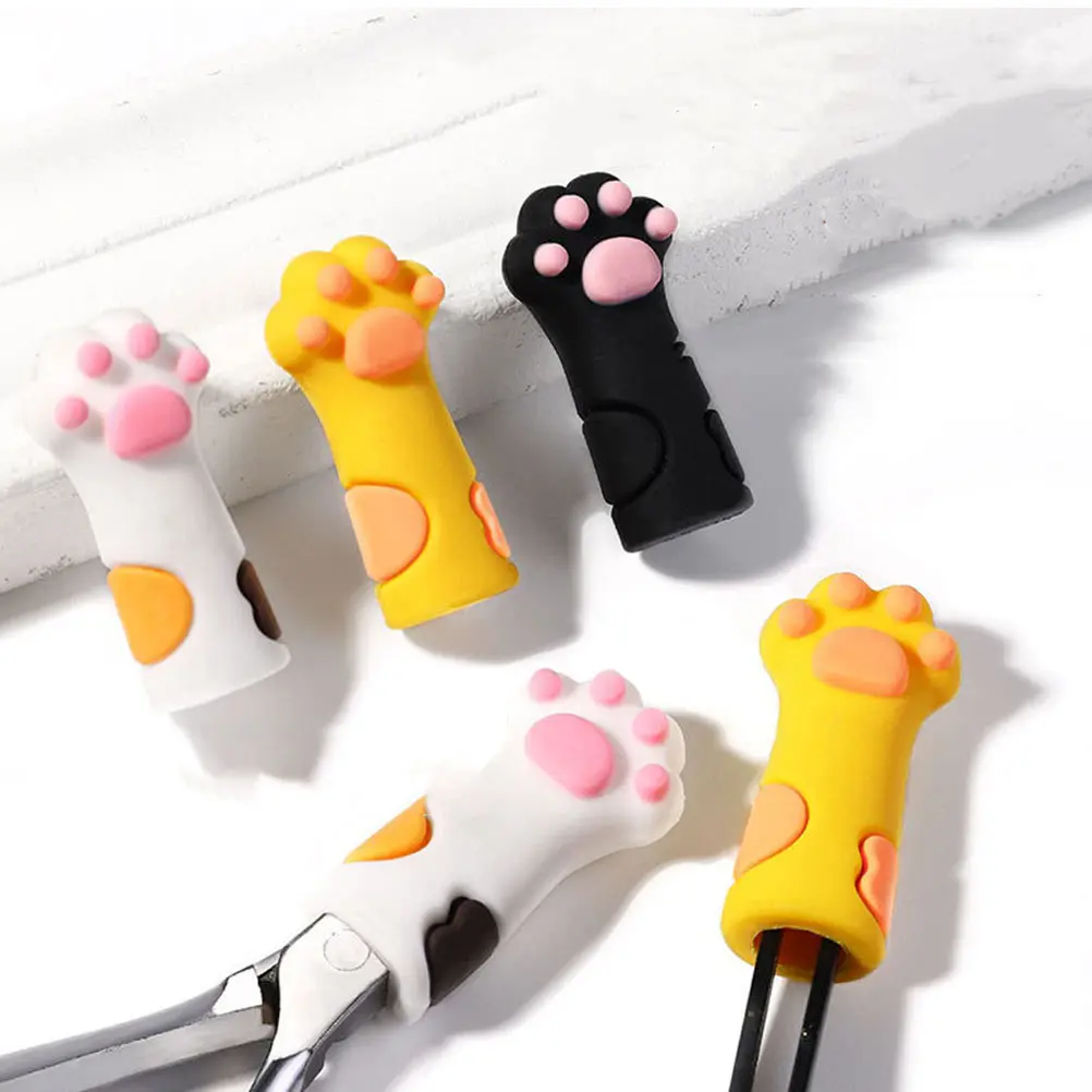 

6Pcs Manicure Pedicure Nail Nipper Protective Silicone Covers Safe Tweezers Cap Cat Paw Scissors Storage Scissors Cap