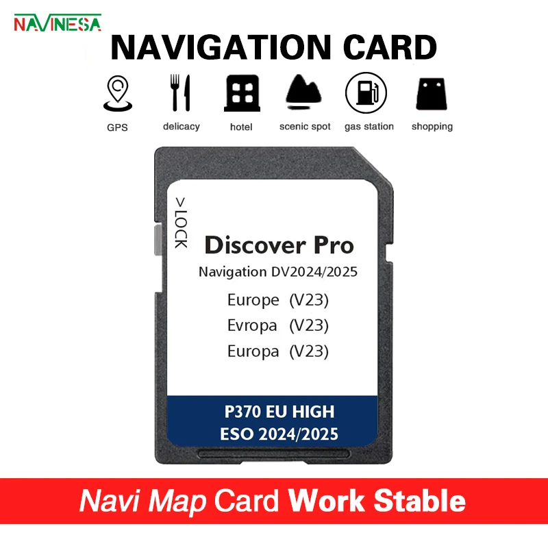 GPS Accessories 2024/2025 Europa DV V23 Map Version Navigation SD Card for VW Discover Pro Sat Navi with Free Anti Fog Film