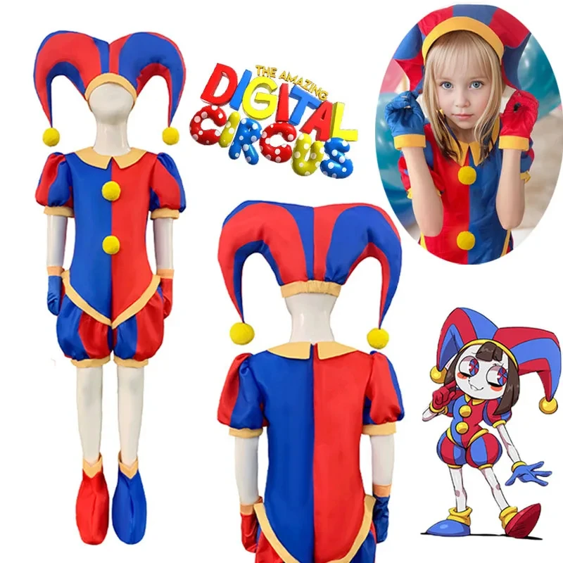 Das erstaunliche digitale Zirkus Cosplay Kostüm Neujahr Kostüm Kinder Mädchen Jungen Männer Overall Halloween Outfits für Karneval verkleiden
