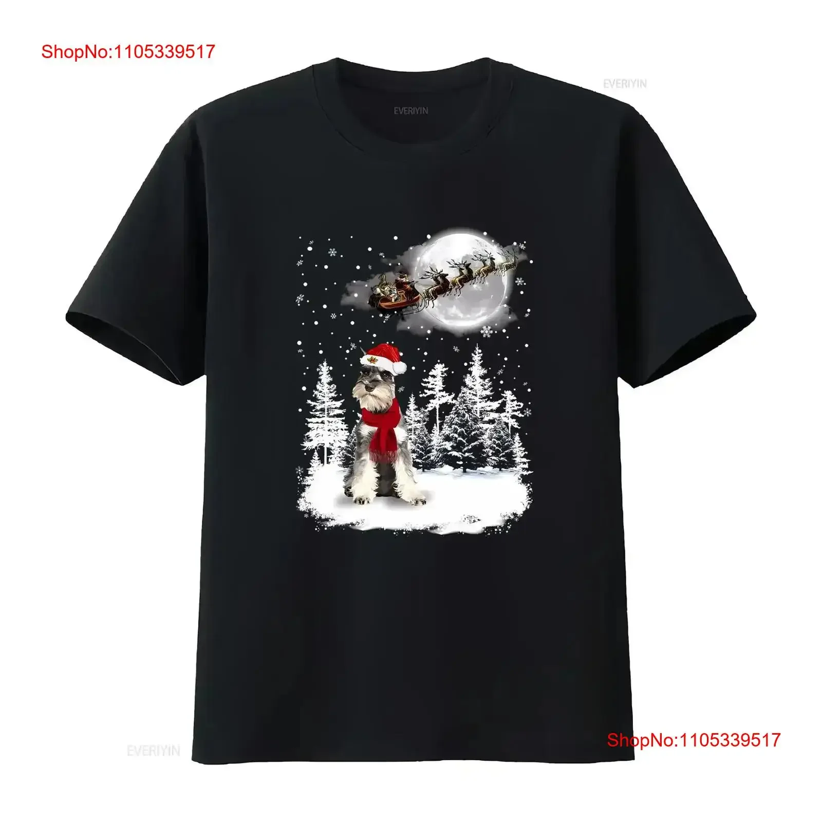 Schnauzer On Snow Christmas Moon Lighting Santa Hat T Shirt vintage Washed graphic streetwear homme Stylish vintage Washed