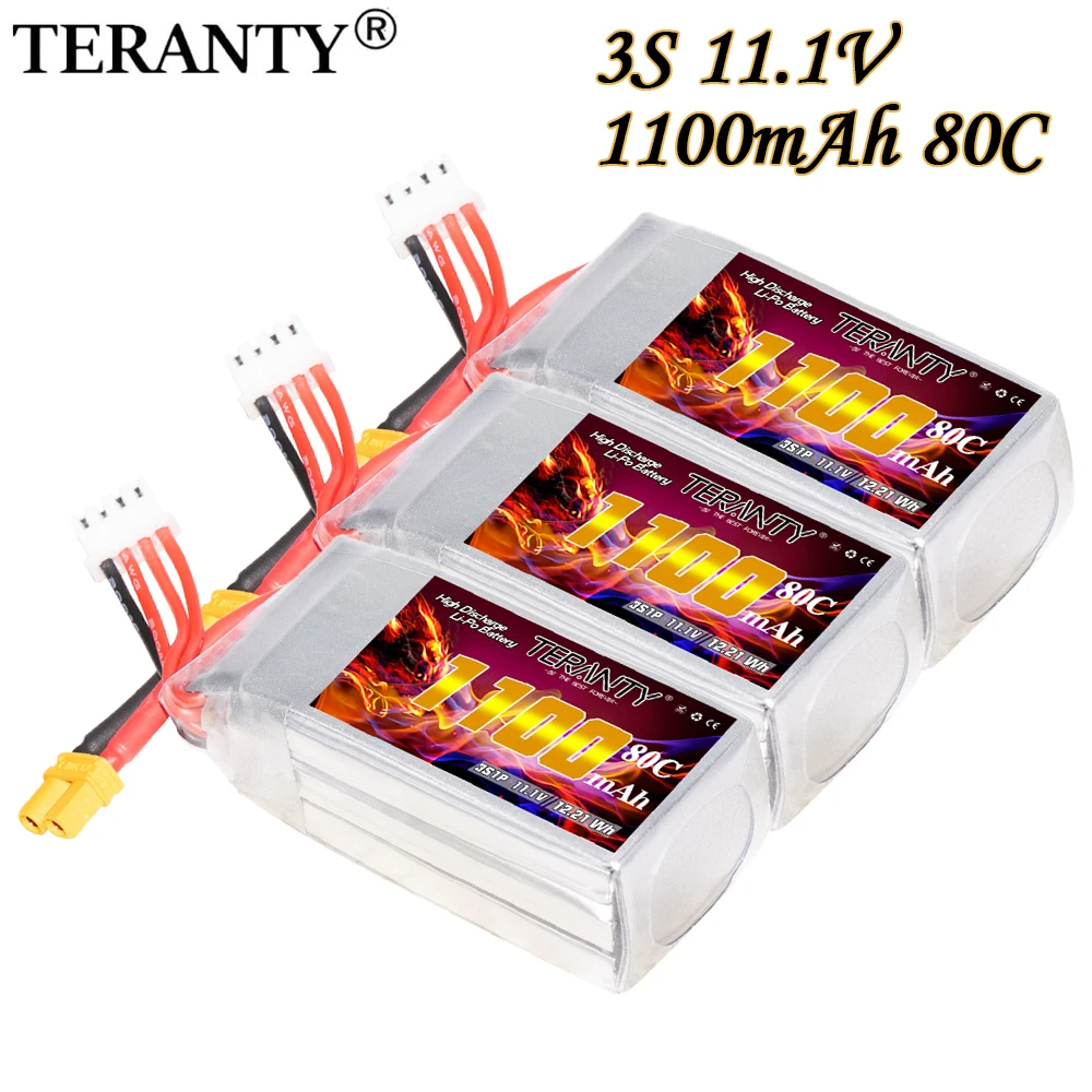 TERANTY 1100mAh 3S 11.1V 80C/160C Indoor Traversing Machine Aircraft Model Drone FPV Toy High magnification Lipo Battery