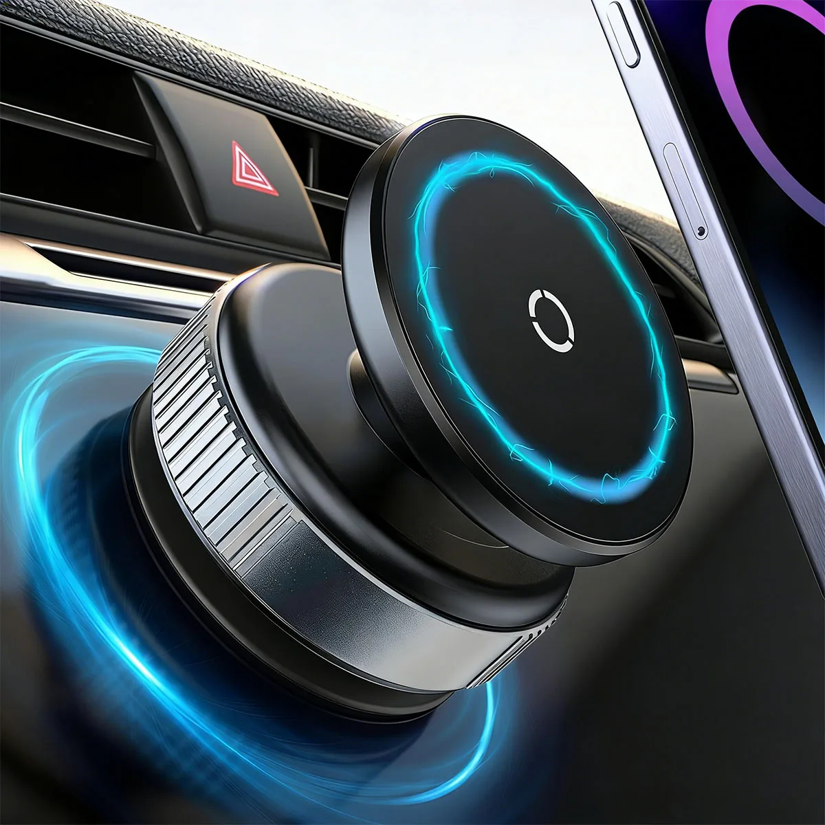Upgraded Foldable Magnetic Car Phone Holder –360° Rotatable Vacuum Suction Cup for Dashboard ABS Material (Smooth Surfaces Only)