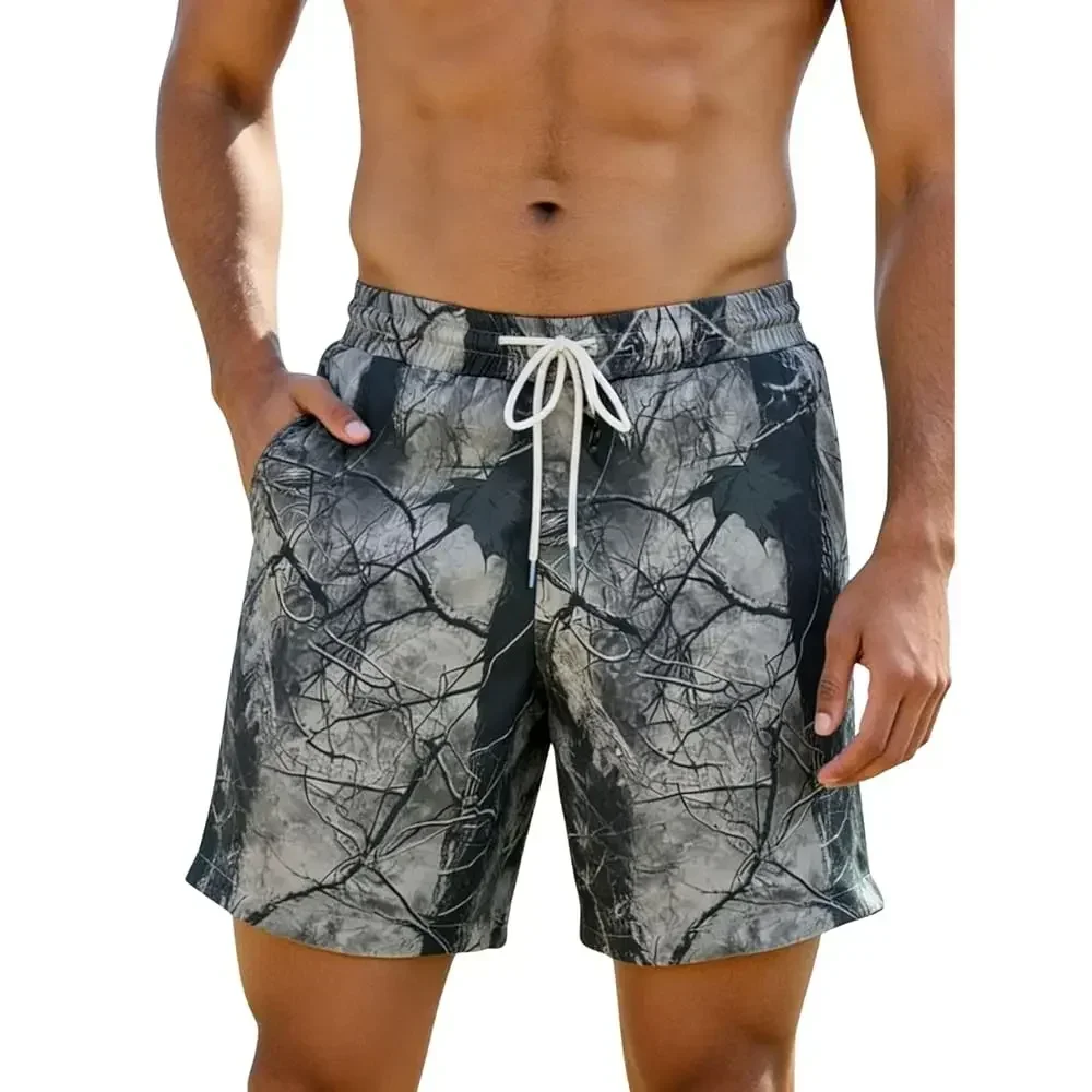 

Men's Leopard Swim Trunks Drawstring Waist Swimwear Summer Beach Shorts with Pockets