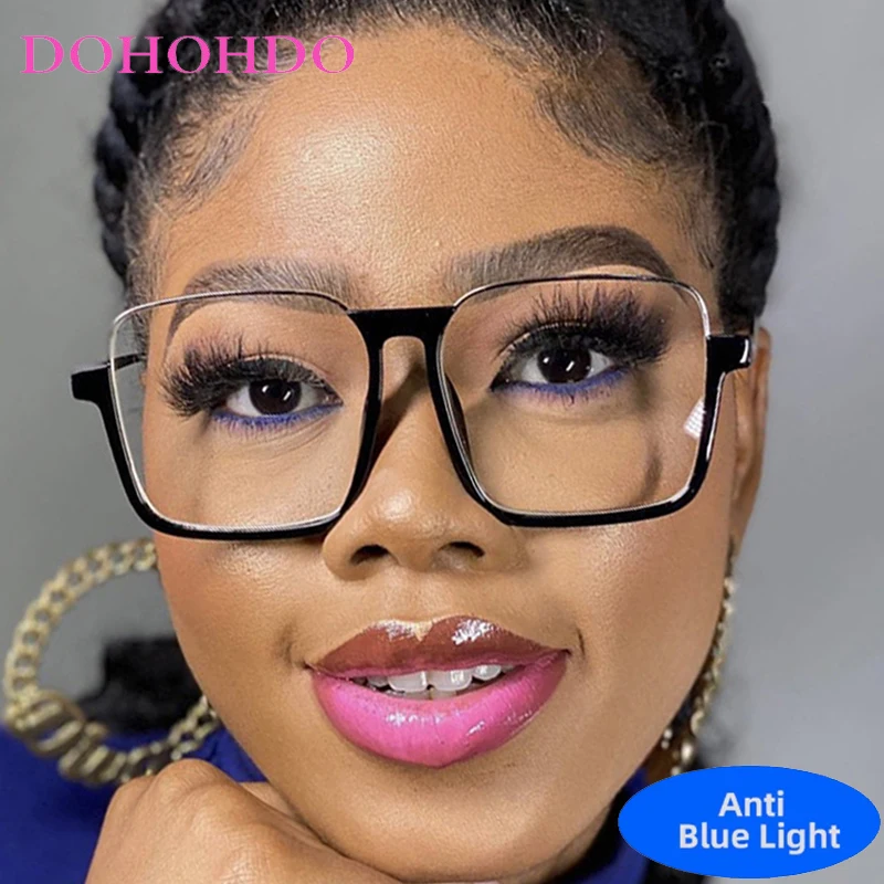 

Fashion Retro Brand Designer Oversized Square Unisex Blue Light Optical Glasses Men Women Computer Vintage Glasses For Gaming