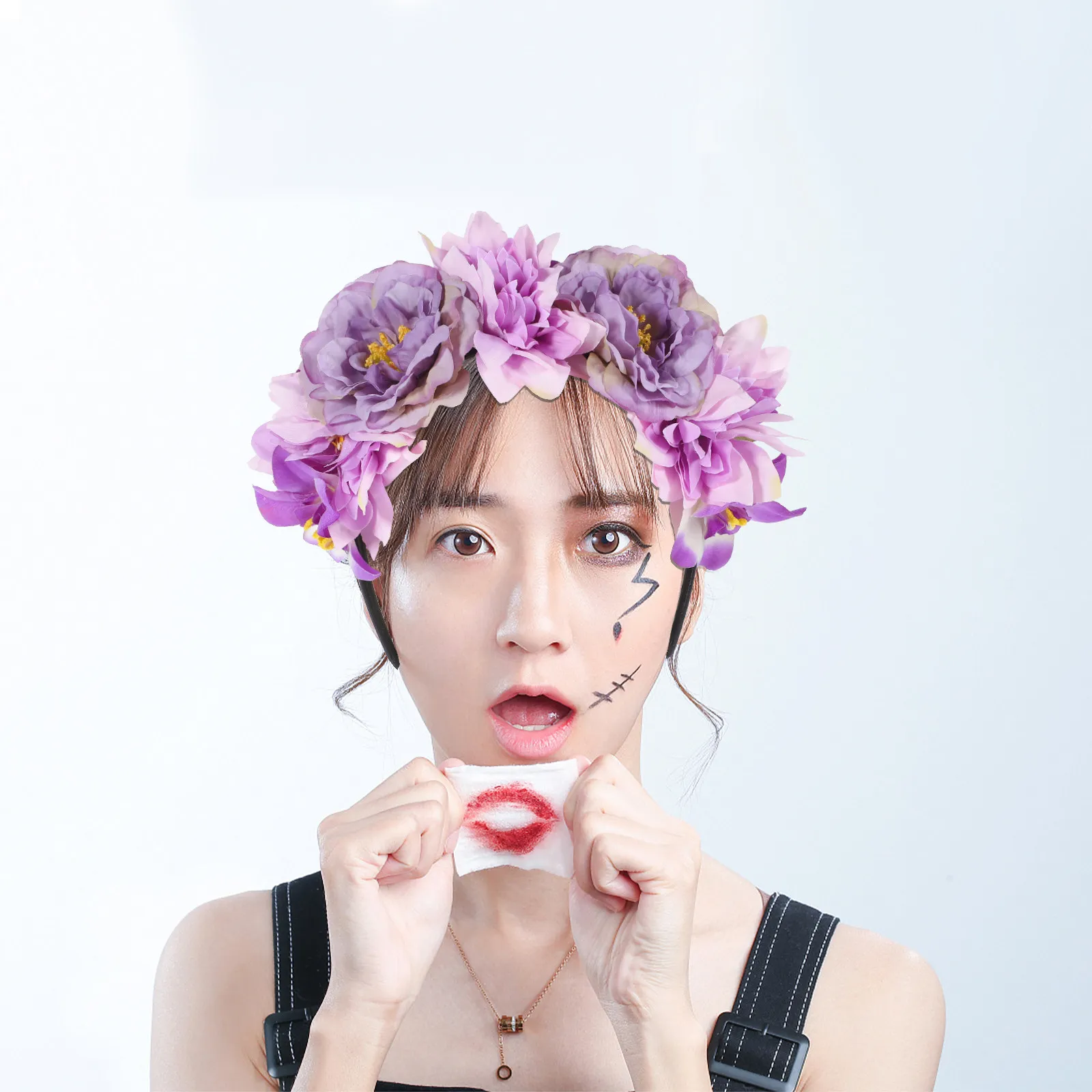 

Vintage Peony Flower Headband for Women Simulated Floral Hair Accessory Retro Elegant Dress Up Travel Photography Party Tea