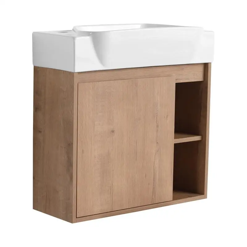 24-дюймовый настенный туалетный столик для ванны с белой керамической раковиной и мягкими дверцами, ударной упаковкой