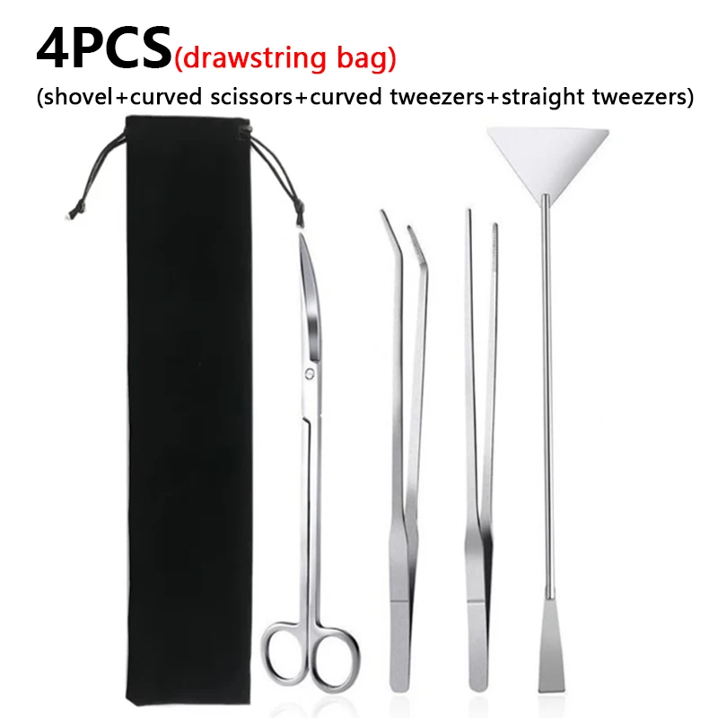 Findixpet Aquarium Schere Werkzeuge Set Welle Schere Pinzette Pflanzen Gras Edelstahl Reinigung Werkzeuge Aquarium Schaufeln Aquarium Zubehör 5