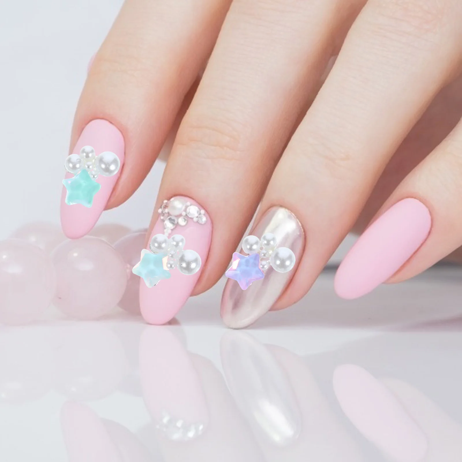 30 szt. Ozdób do paznokci, gwiazdki, perły, wytrzymałe kamienie do zdobienia paznokci dla kobiet, sztuczne paznokcie, ozdoby do manicure, małe paznokcie