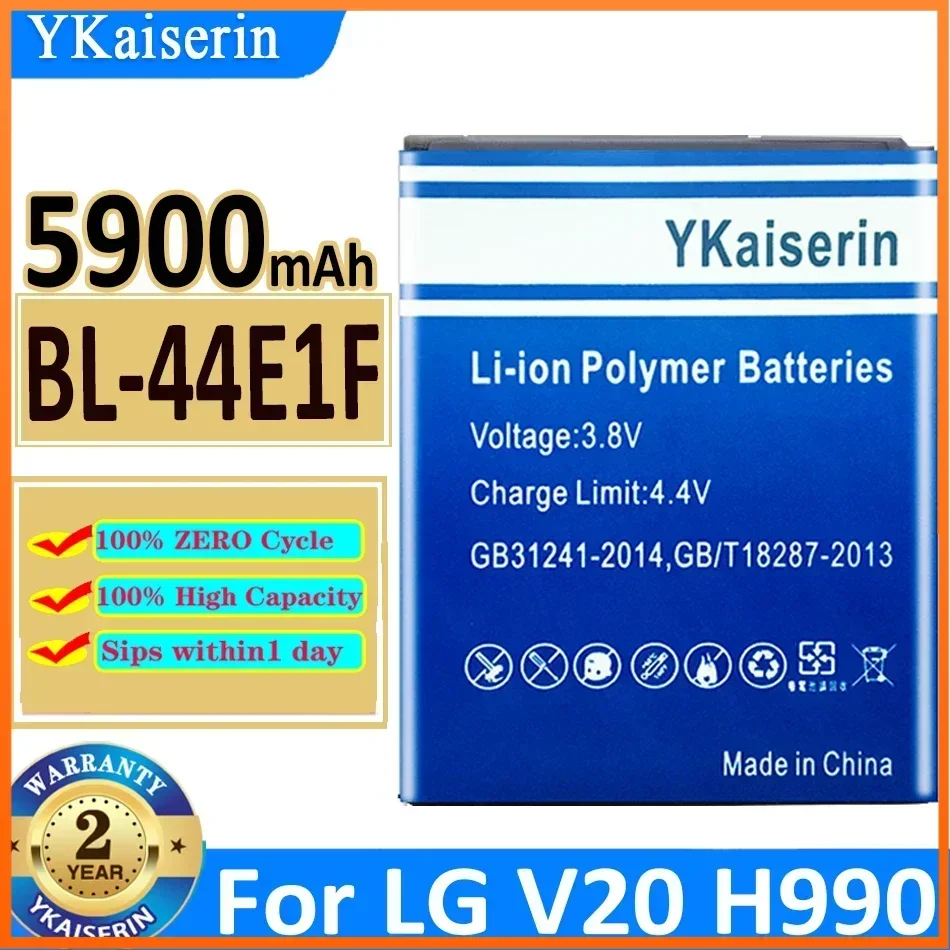 YKaiserin 5900mAh BL-44E1F V20 Battery for Mobile Phone LG V20 H915 H910 H990N US996 F800L Bateria Warranty 2 Years + Track