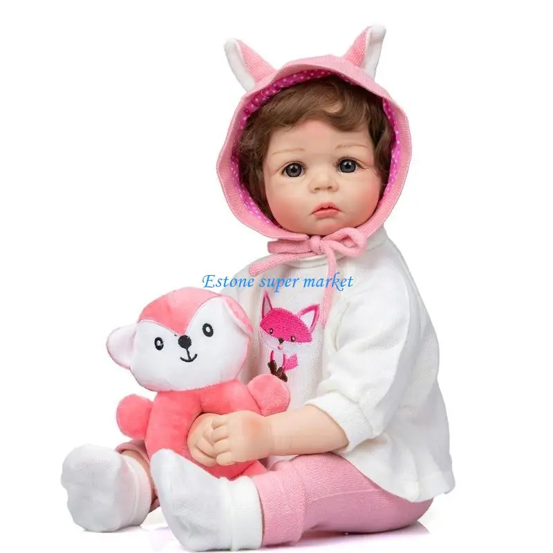 090B 21'' Reborns cho búp bê dành cho bé trai bé gái Đồ chơi giáo dục tương tác Vải Vinyl mềm Bo