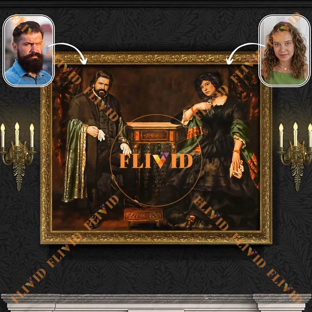 

Custom 2 People Photo Vintage Couple Portrait Wall Pictures For Living Room Decor Poster Wall Art Canvas Painting Unframed