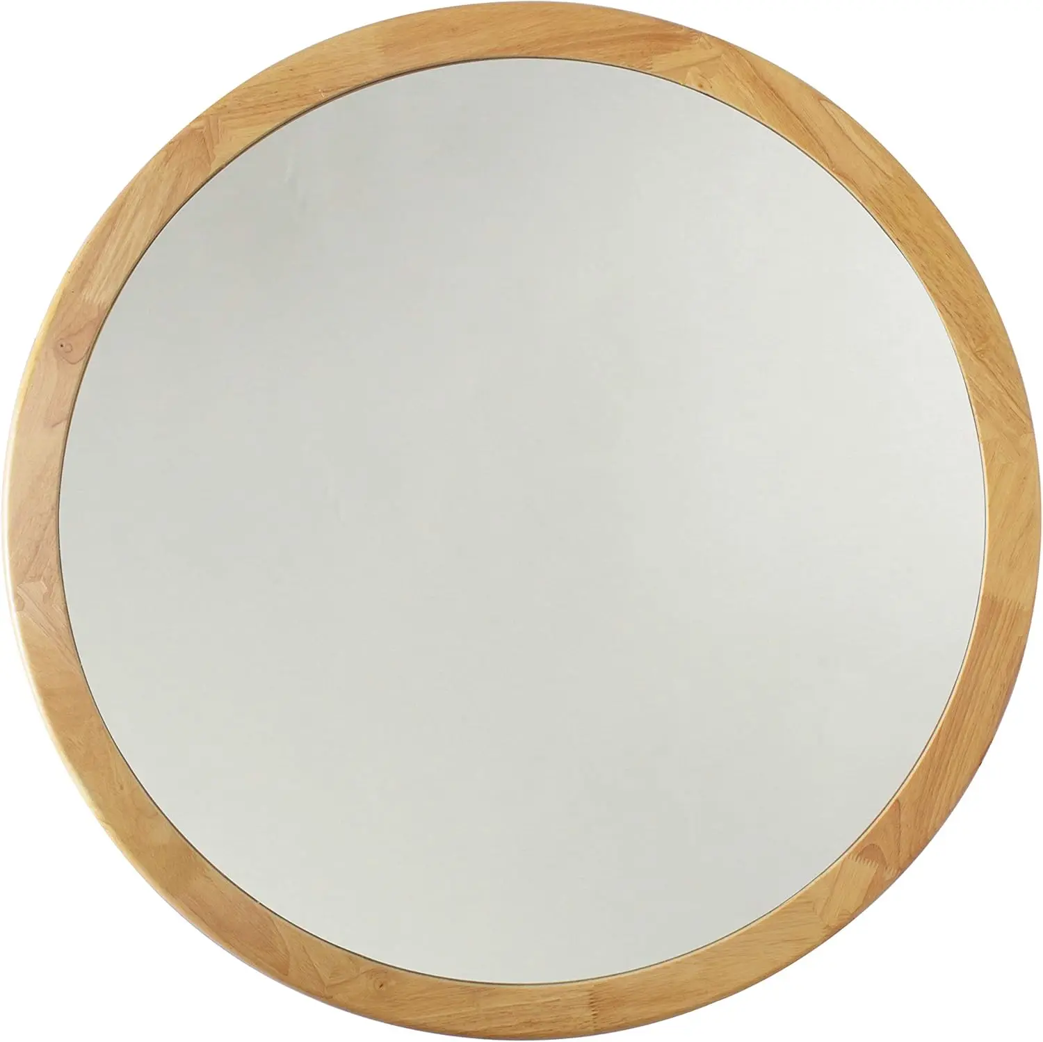 Maple Finish Round Framed Wall Mirror 24