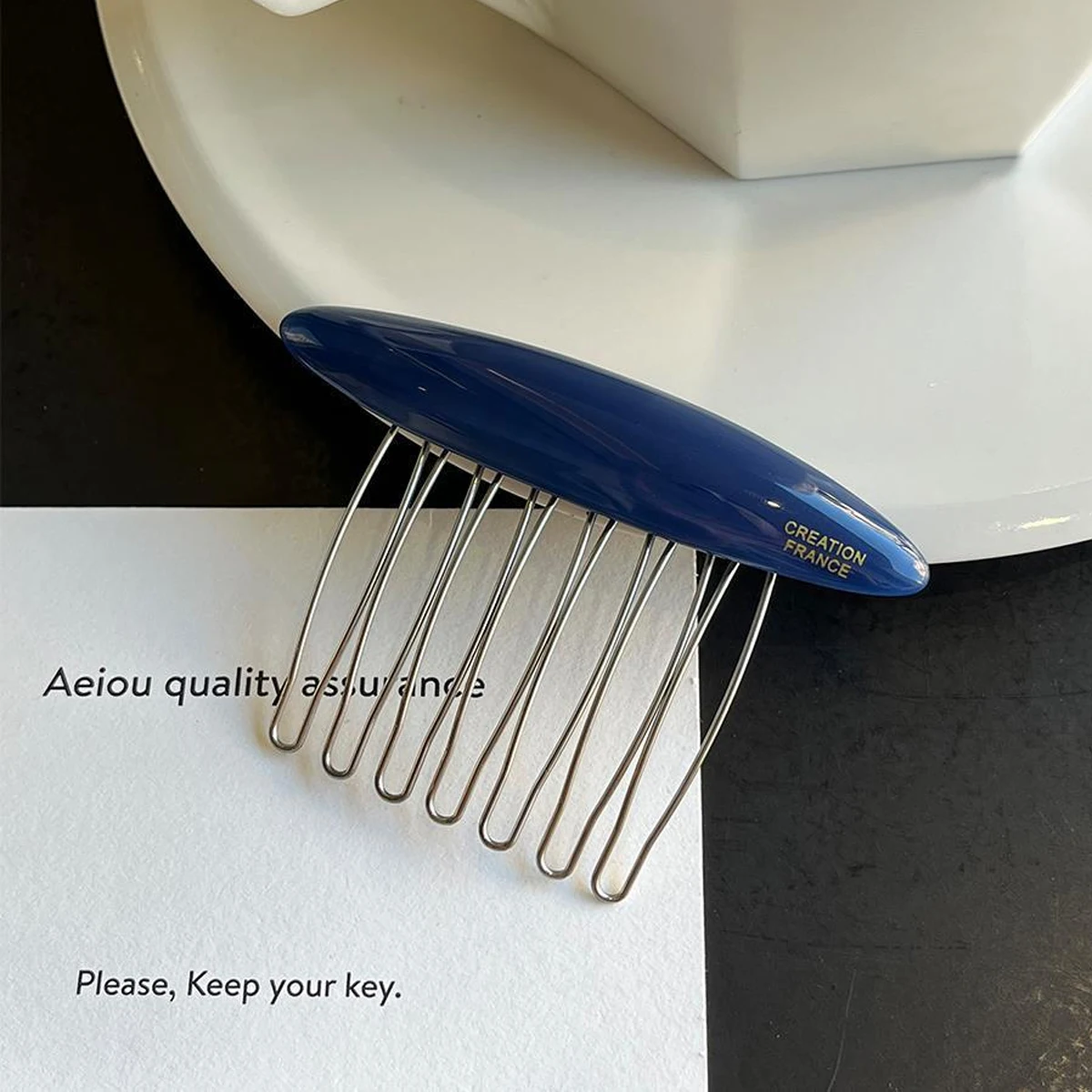 1 Stück Neuer Retro Gold Standard Haarkamm, Hochwertiger Ovaler Umgekehrter Kamm, Acetat-Seitenclip Koreanische Version des Kopfbedeckungs-Haarkamms – Detail 5