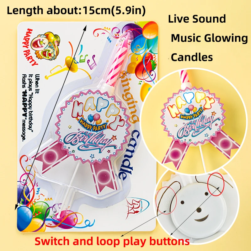 Geburtstagskerzen, Kuchenaufsatz, echter Klang, Musik, leuchtende Kerze für Kinder, alles Gute zum 1. Geburtstag, Partyzubehör, Junge, Mädchen, Jahre alt, Dekoration – Detail 5