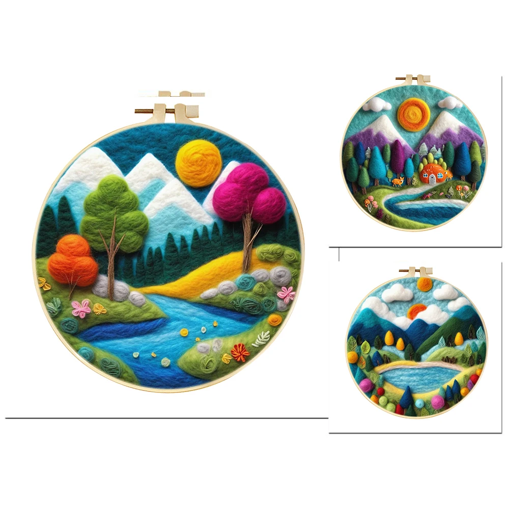 

GATYZTORY Forest Pattern Needle Felting Painting Starter Kit Complete Needle Felting Tools Needle Felting Kit With Felting Ne