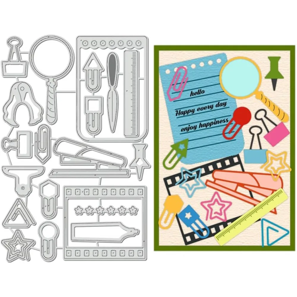 Schreibwaren-Thema Kohlenstoffstahl-Stanzformen Schablonen für DIY Scrapbooking Fotoalbum Dekorative Prägung Papierkarten