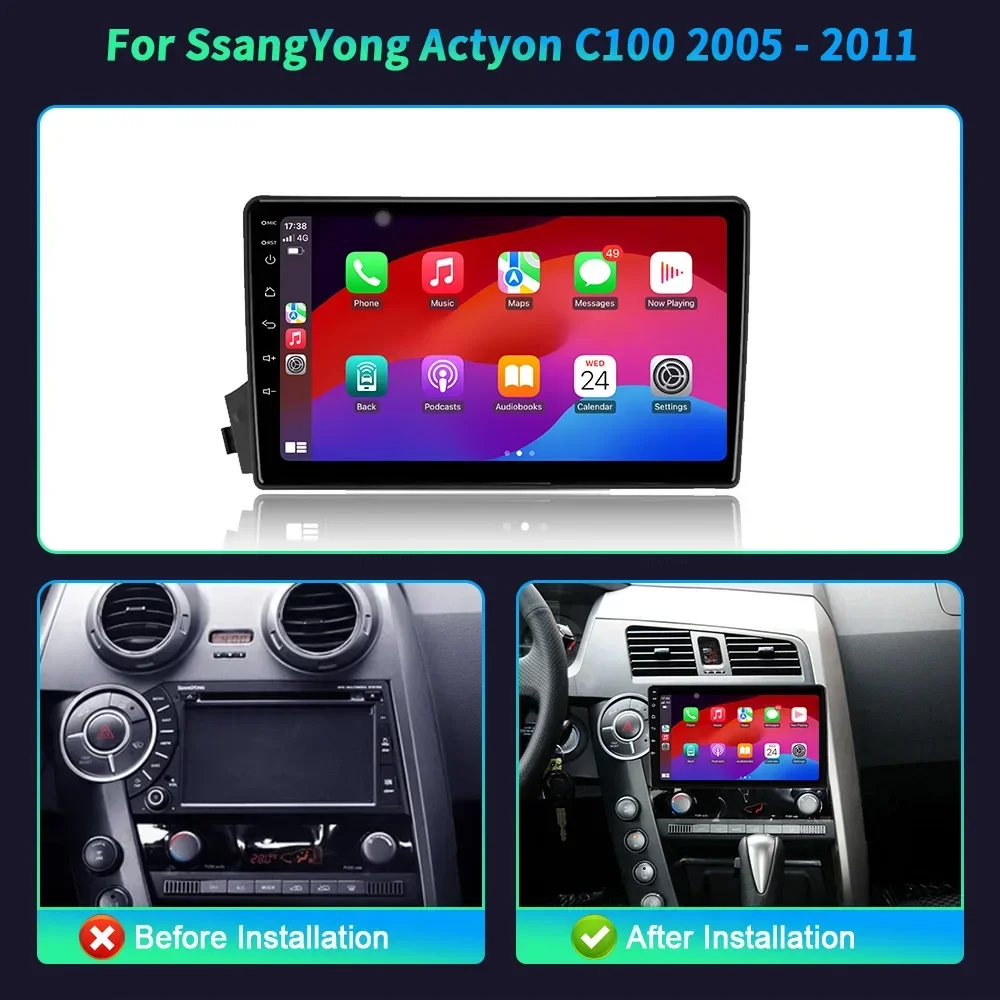 NEW Car Radio Android Multimedia Video 4G GPS For SsangYong Actyon C100 2005-2011 Navigation CarPlay Touch Screen Stereo