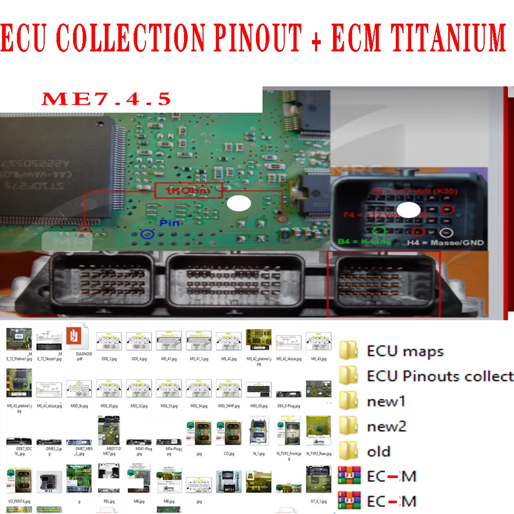 EC-M TITANIUM ECU Collection Pinout Maps Supports Multiple Languages Car Diag Repair Tool VS ALLDATA WINLOS