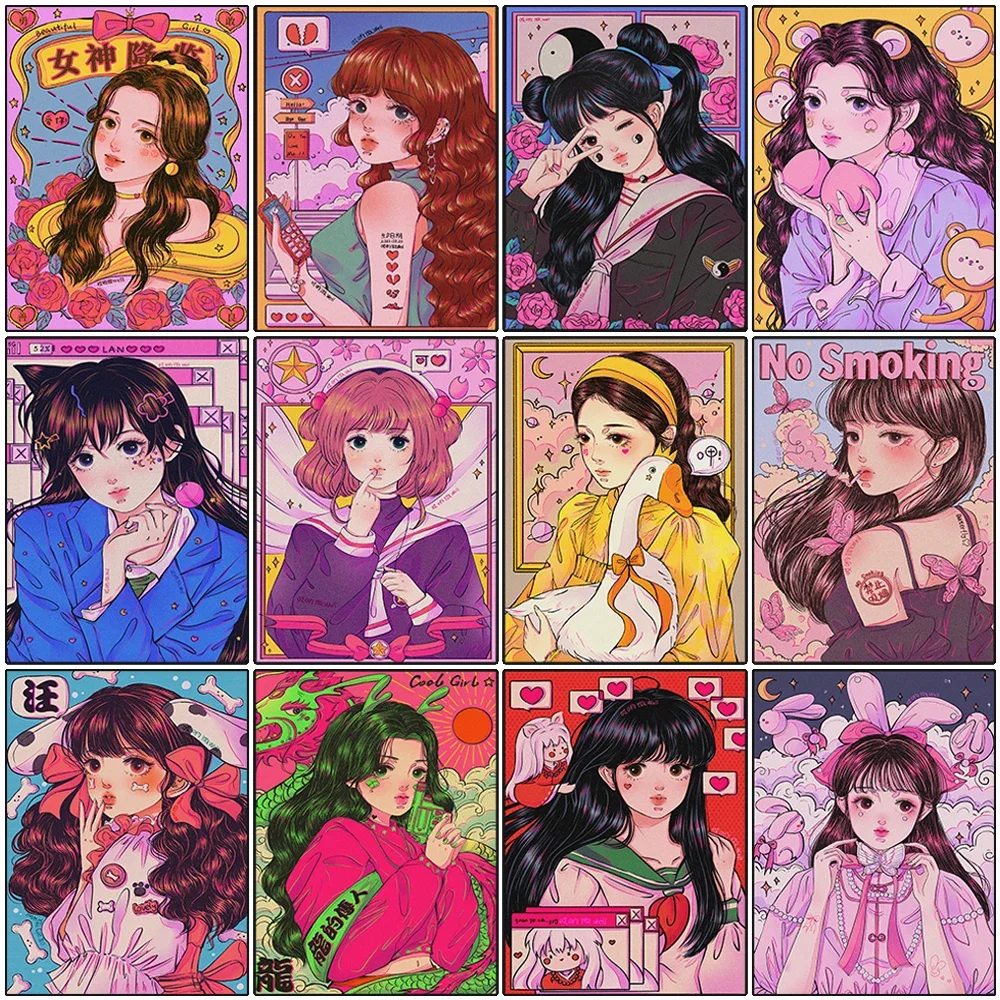 Anime Diamond Painting Girl Sweet And Cute Series Fantasy Full Rhinestone Mosaic Embroidery Cross Stitch Kit Home Decor Gifts 5D