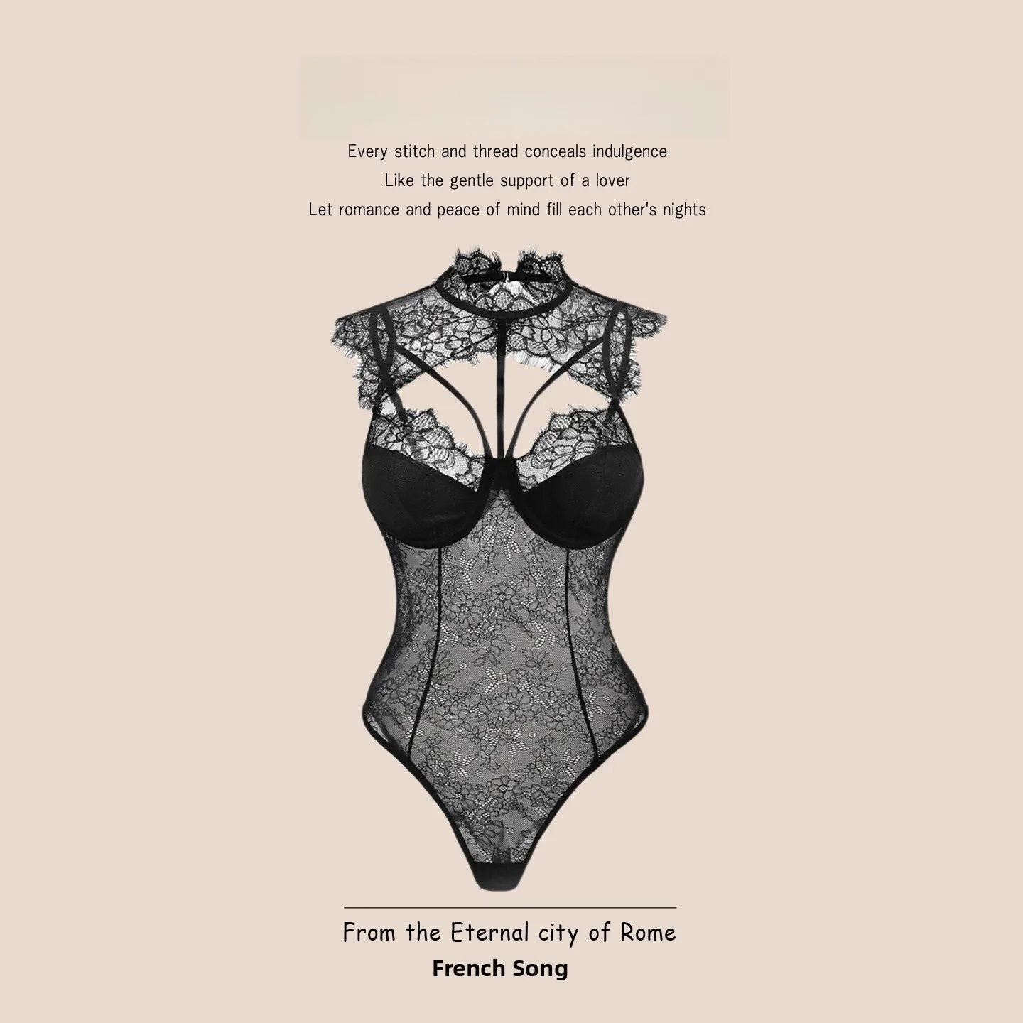 

FARGTHERS Spicy Girl Sle Lace Trim Csole Bodysuit Inner Wear See tough Versatile Low Waist ort Pants Polyester Fiber