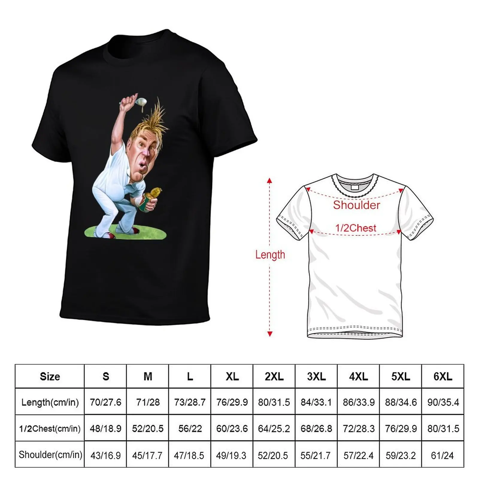 Shane Warne Will he bowl with the wind? Caricature T-Shirt t shirts for man cotton anime t shirts for man T-Shirt