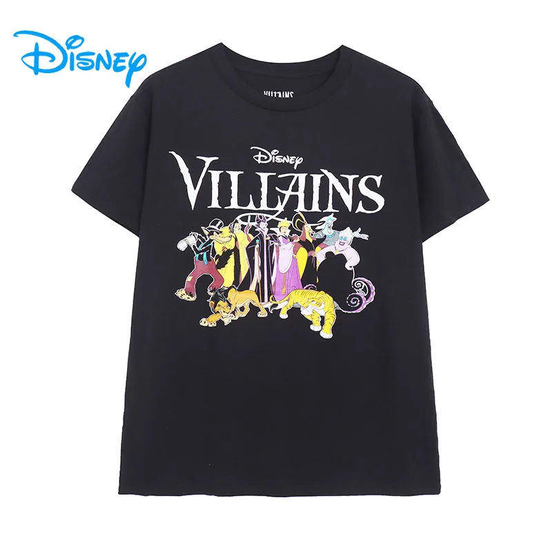 

Disney Villains Cartoon T Shirt O Neck Short Sleeve Maleficent Ursula Evil Queen Scar Tshirt Top Women Casual Loose Tee Summer
