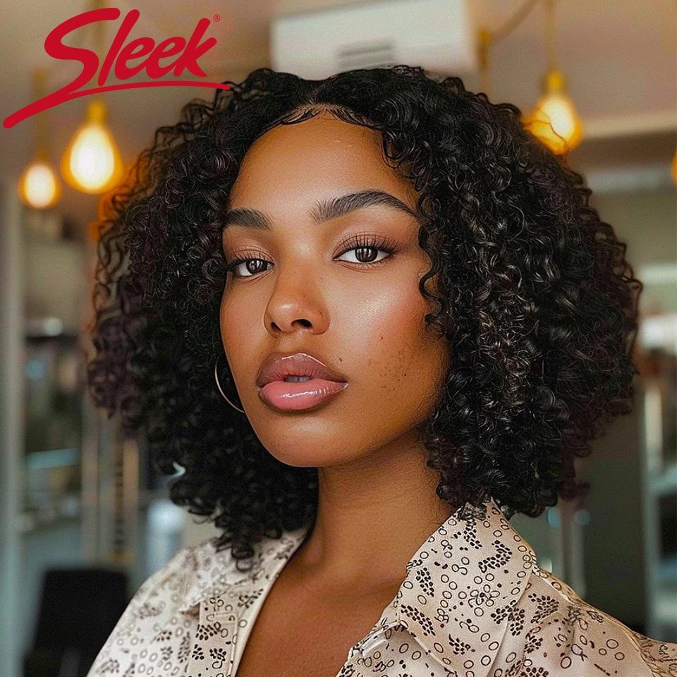 

Sleek Deep Wave Curly Bob 13X6X1 Lace Front Wigs 100% Real Natural Black Lace Wigs Short Curly Bob Human Hair Wigs For Women