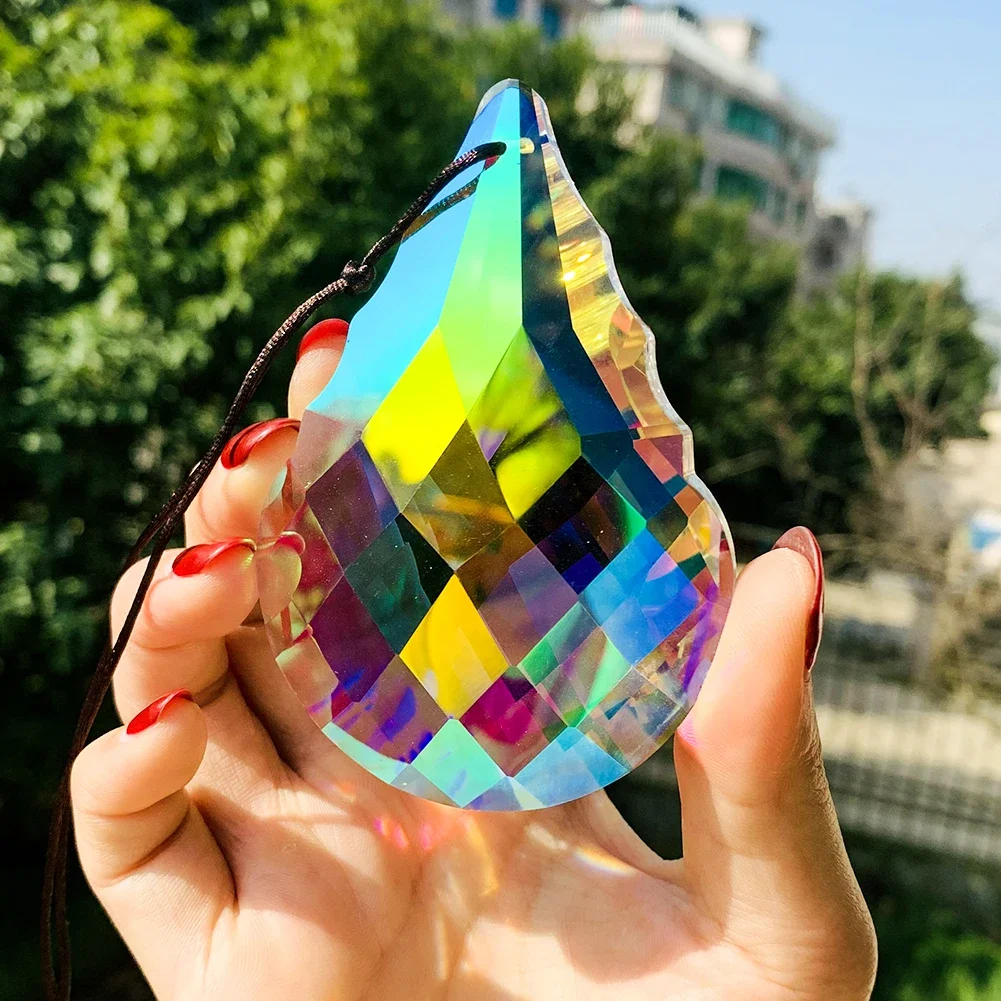 

80 мм AB цвет тыквы стекло искусство хрустальная призма граненая люстра хрустальная Радуга Maker праздничные украшения для дома и сада аксессуары