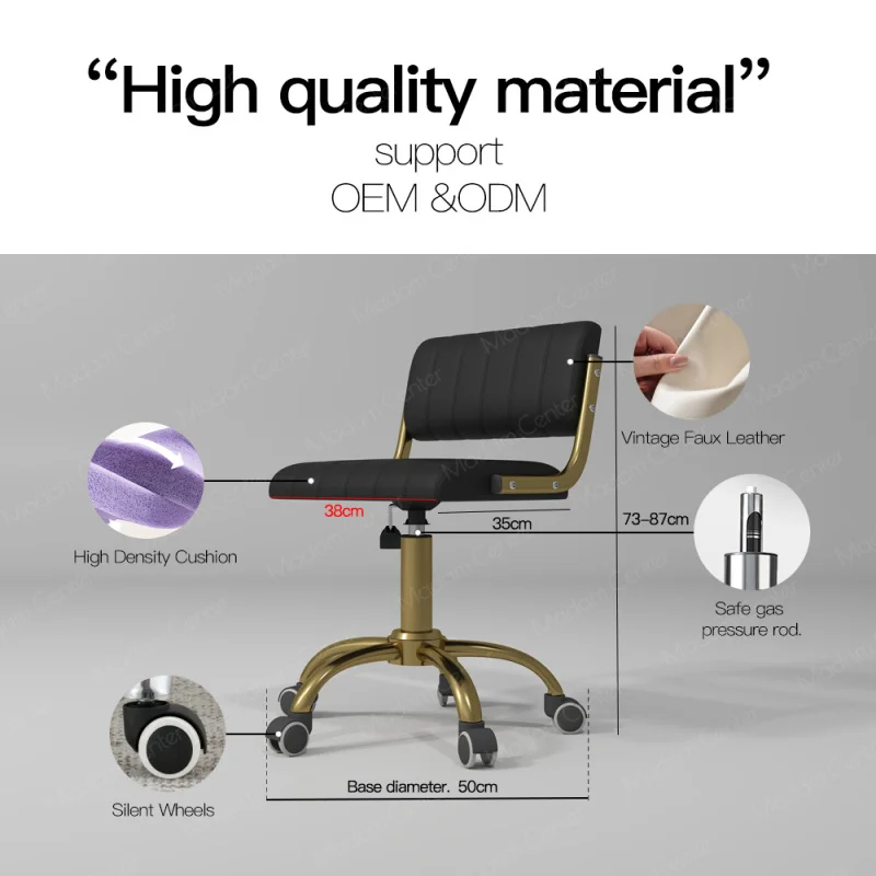 custom.Madamcenter Contemporary Pedicure Technician Chair Stool Aesthetic Low Stool with Wheels Barber and Beauty Use