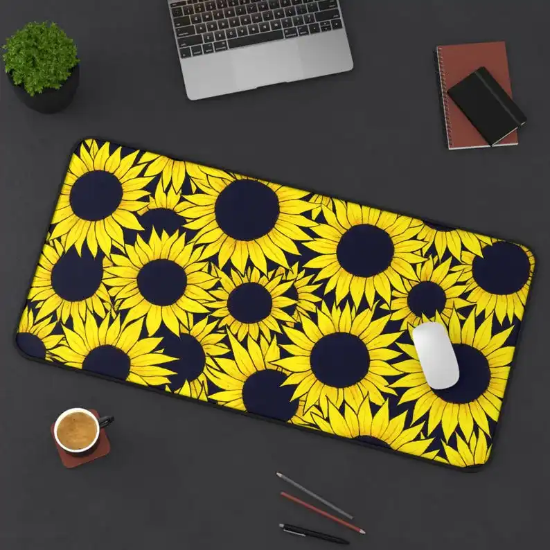 

Sunflower Desk Mat, Cheerful Yellow Floral Mouse Pad, Gift for Flower and Plant Enthusiasts, XXL Gaming Accessory, Gamer Carpet.
