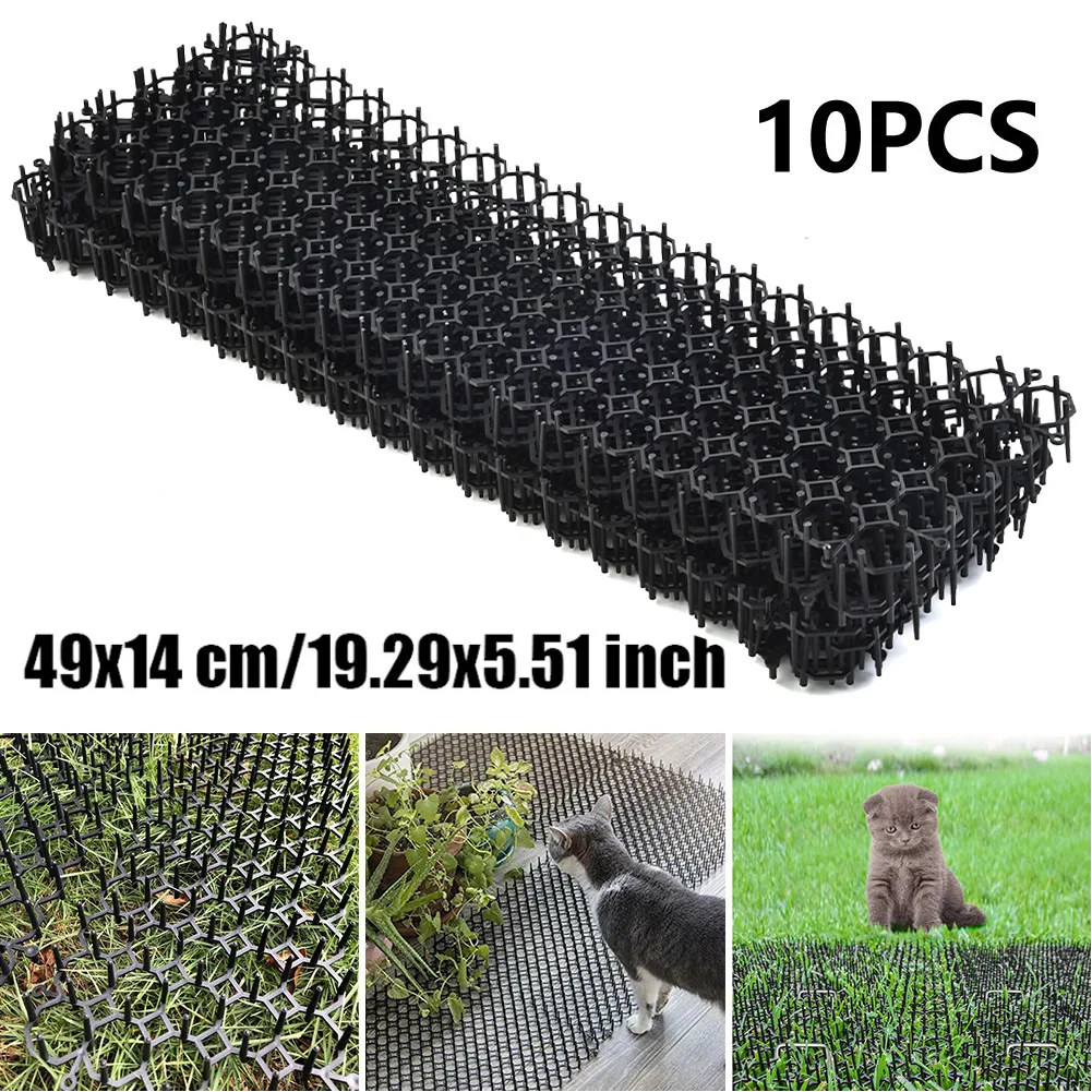 10Pcs Cat Scat Mat Repellent Mat AntiCat With Prickle Strips Spikes Straps Deterrent Keep Cat Dog Away Digging Gardening