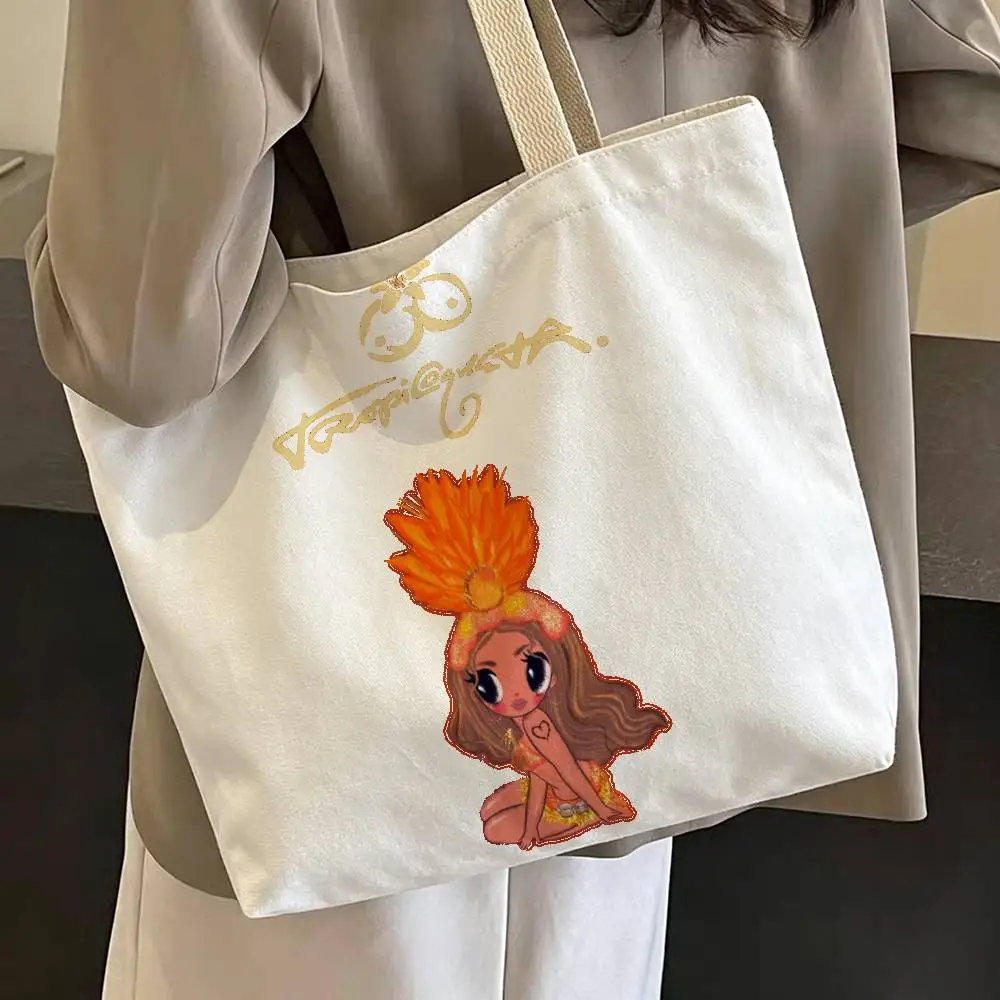 K-Karol G Tropicoqueta Print Canvas Tote Bag Handbag For Daily School Commute Casual Shoulder Bag